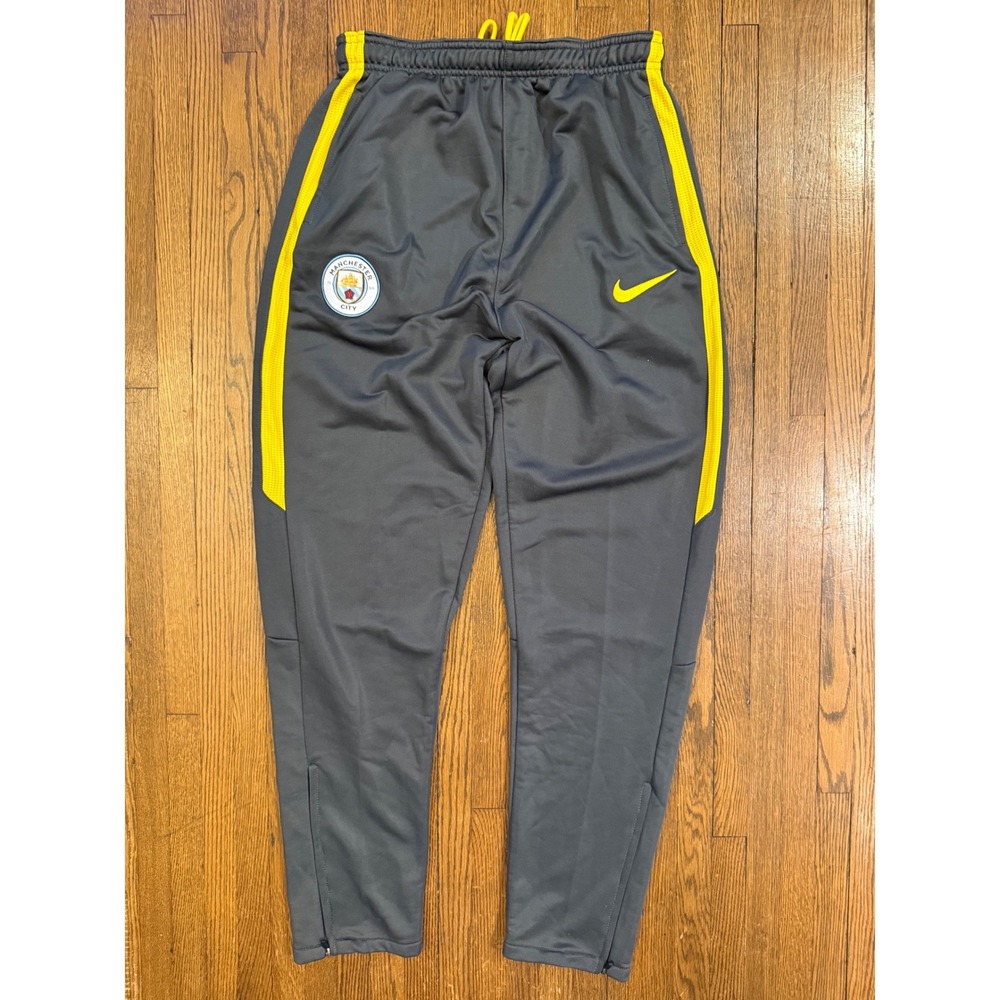 Nike Manchester City Dri-FIT Soccer Training Pants Gray Yellow Kids XL Joggers